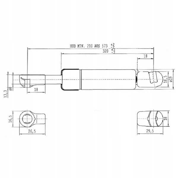 RESSORT GAZEUSE L573 MM 500N STABILUS