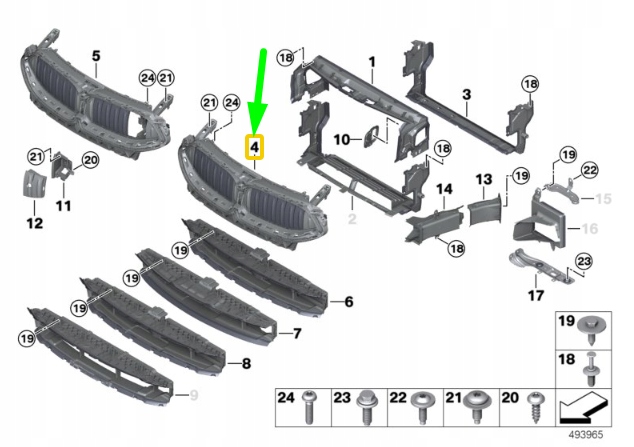 BMW 8 CABRIO G14 AVANT RADIATOR UPPER AIR FLAPS BASIS 51745A21DC8