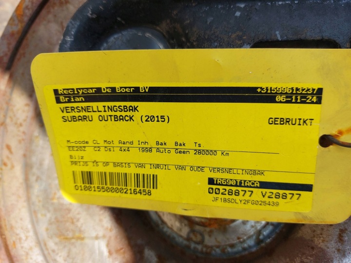 BOÎTE DE VITESSES SUBARU OUTBACK V 14-19 2.0 D TR690T1ACA