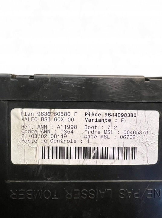 9636760580 9644098380 MODULE DIRECTEUR CARROSSERIES PEUGEOT 307