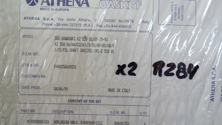 R284 KAWASAKI KZ 550 79-93 JOINT D'ÉTANCHÉITÉ CULASSES COUVERCLES SOUPAPES ATHENA