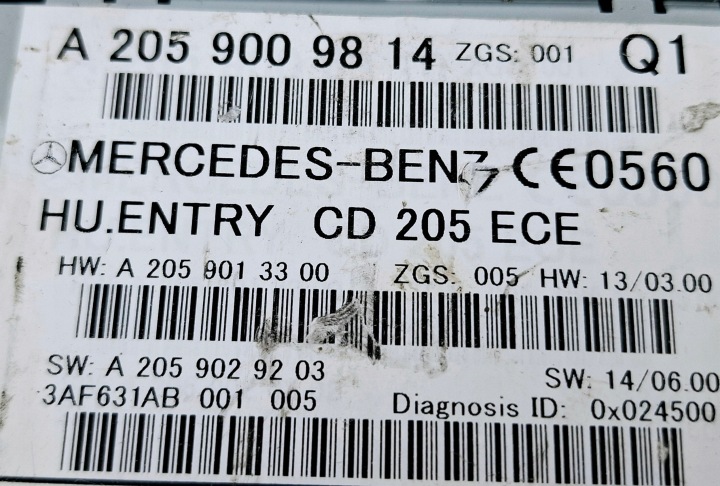 MERCEDES-BENZ W205 STACJA MULTIMEDIALNA NTG5 ENTRY ECE A2059009814