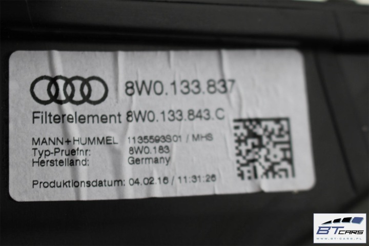 AUDI A4 A5 CHÂSSIS FILTRE AIR 8W0133837 8W0133835 8W0133843C 8W B9 8W0