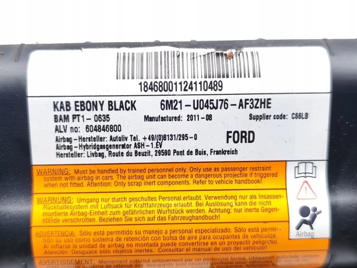 FORD S-MAX COUSSIN SÉCURITÉ AIRBAG PASSAGER 2011 MPV 4/5DR 604846800