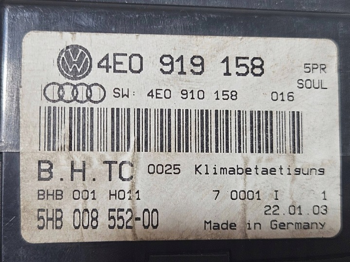 AUDI A8 S8 D3 4E 2008 PANNEAU CLIMATISATION