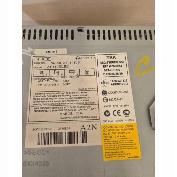 HYUNDAI IX35 10-15R RADIO 96150-2Y010
