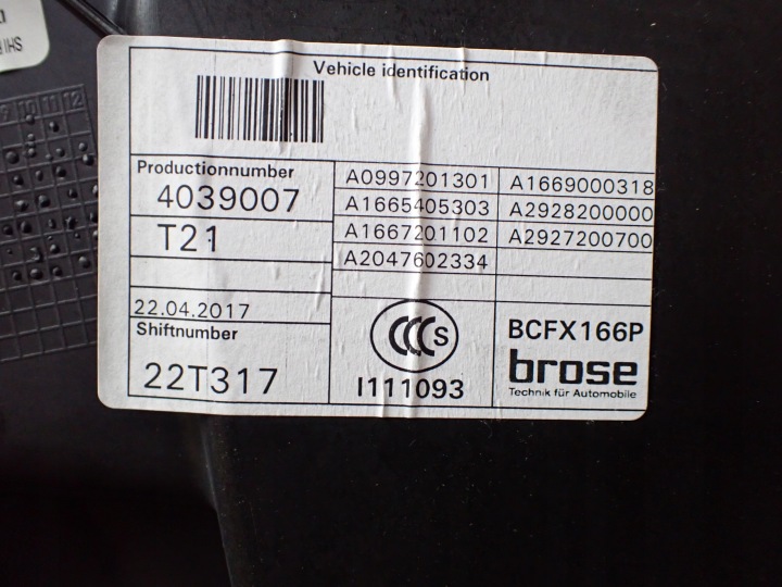 ÉLÉVATEUR VITRES GAUCHE AVANT MERCEDES GLS II X166 3.0 17R A1669060201 9588