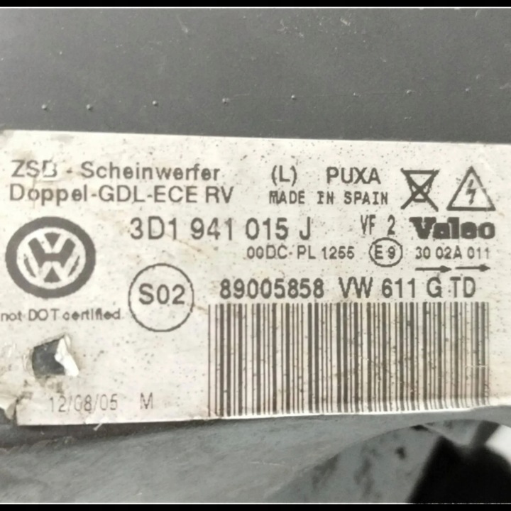 PHARE GAUCHE AVANT VW PHAETON (3D_) 3D1941015J 3.19L GASOLINE 177KW 2005