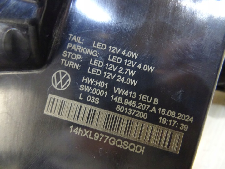 VW ID7 ID.7 PHARE GAUCHE ARRIÈRE ARRIÈRE IQ LIGHT 14B945207A LLU