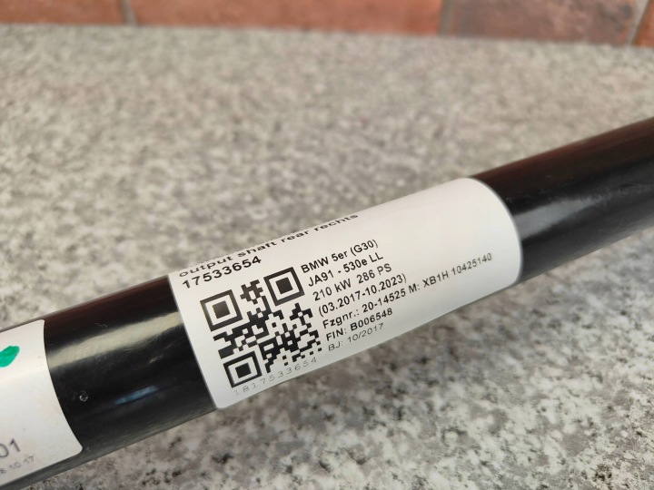 BMW 5 G30 G31 530E DEMI-ARBRE MENÉE DROIT ARRIÈRE DROITE ARRIÈRE 8686242