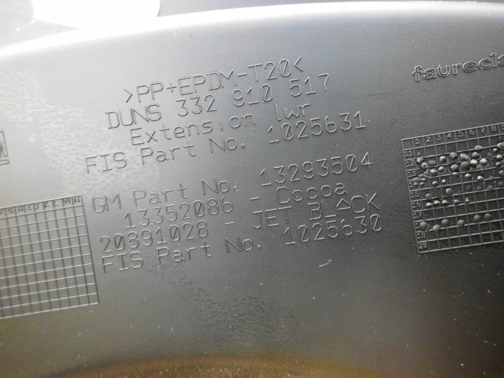 OPEL ZAFIRA C CONSOLE PLANCHE PROTECTION 13293504 EUROPE