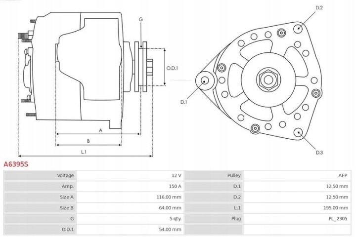 ALTERNATEUR AS-PL A6395S