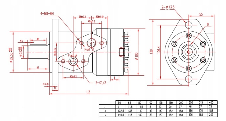 MOTEUR HYDRAULIQUE BM2 315 ARBRE 25MM BMR OMR SMR