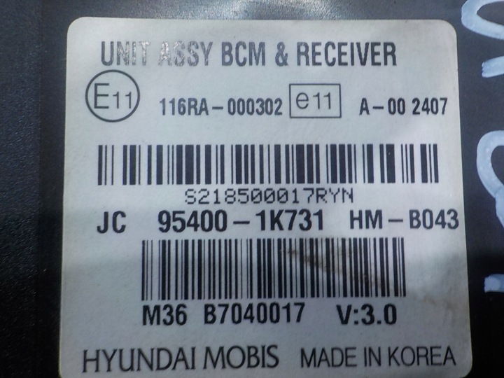 HYUNDAI IX20 1.6 CRDI 13R 5D CONTRÔLEUR MODULE BCM 95400-1K731 116RA-000302