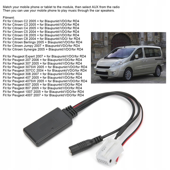 ADAPTADOR BLUETOOTH PEUGEOT CITROEN 12PIN 