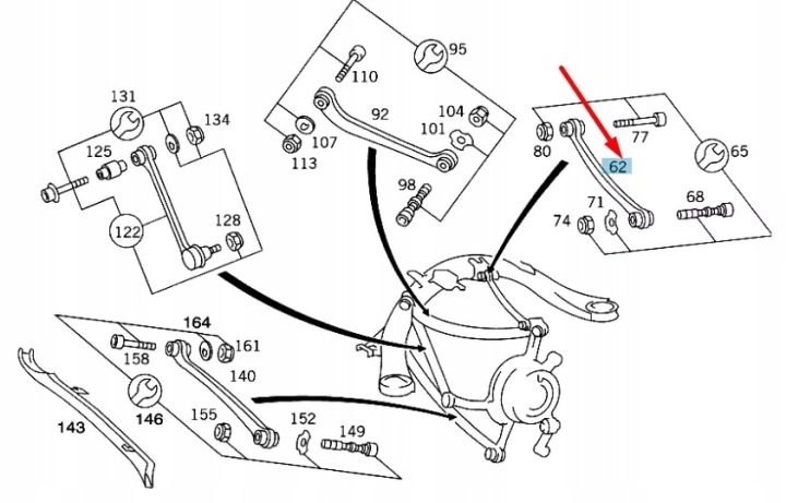 MERCEDES-BENZ AVEC W140 REAR SUSPENSION UPPER CAMBER ARM A1403503606