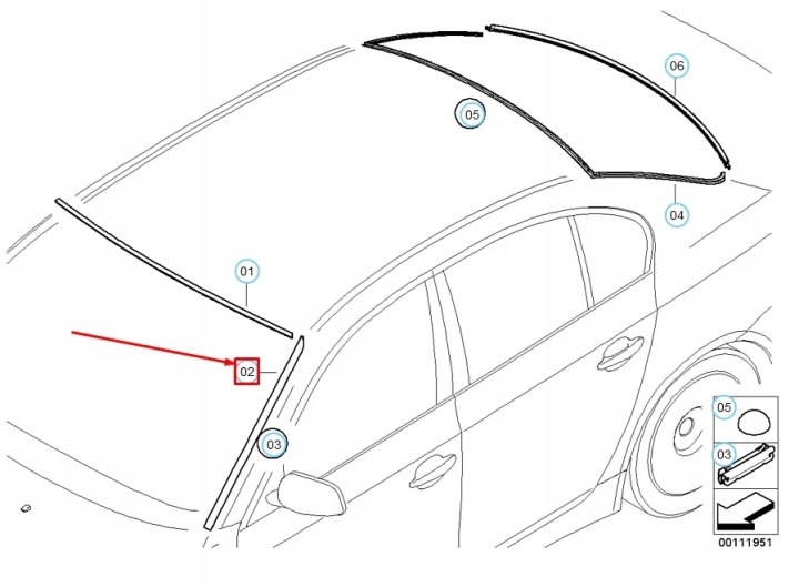 BMW 5 E60 AVANT VITRE GAUCHE MOULURE OCIEPLAJACA 51317045447 7045447