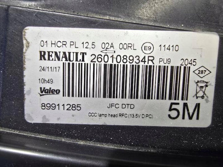 RENAULT ESPACE V 5 15- COMPLET LED 260108934R PHARE AVANT AVANT DROITE