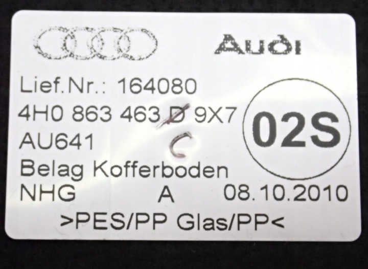 GARNITURE PLANCHERS COUVERCLES DE COFFRE 4H0863463D AUDI A8 D4