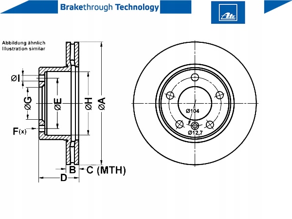 ATE TARCZE+KLOCKI CERAMIC DROIT BMW 1 E81 E87 284MM