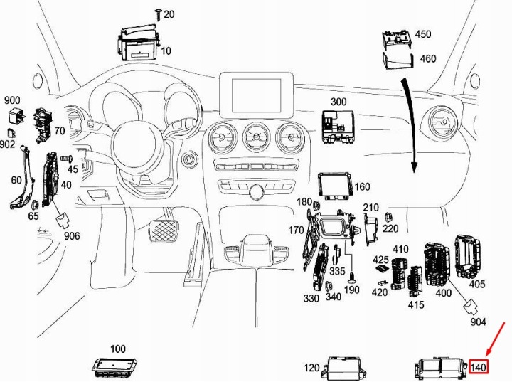 MERCEDES-BENZ GLC X253 RADAR CAPTEUR CONTROL UNIT A0009005109