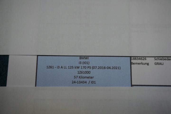 TOIT OUVRANT BMW I3 7361007 9193398 57KM.