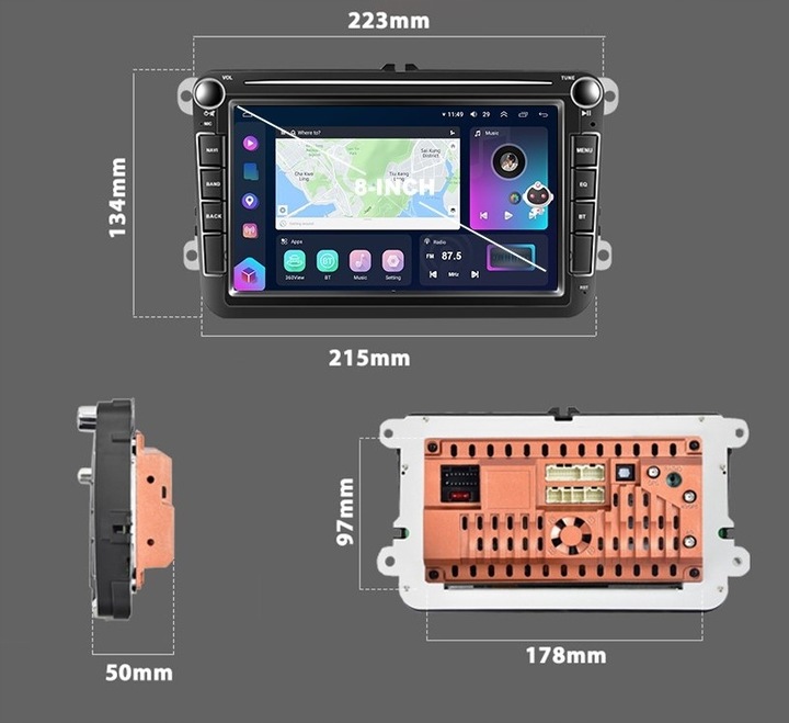 RADIO ANDROID 13 GOLF 5 6 VW PASSAT B6 B7 TIGUAN TOURAN CADDY SEAT 8GB GPS 