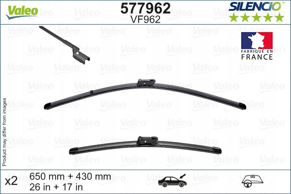 POIGNÉE ESSUIE-GLACES 2PCS SILENCIO 650 430MM DS DS 9 ASSISTANT CONDUCTEUR #33