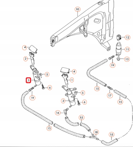 VW TOUAREG 7LA LAVE-GLACE PHARES DROIT 7L6955978A
