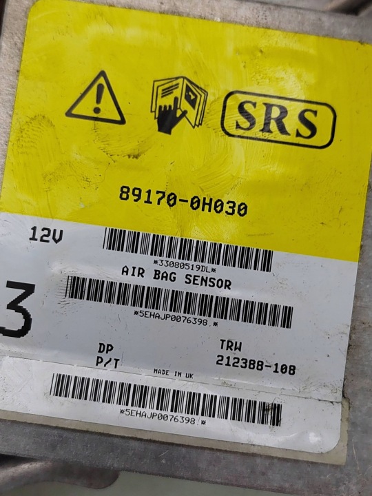 2009 TOYOTA AYGO AB10 CONTRÔLEUR AIRBAG 891700H030