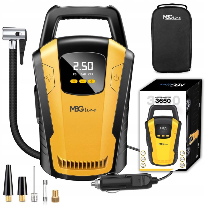 COMPRESSEUR AUTOMOBILE COMPRESSEUR 120W 12V LED LCD MGB 3650 35L/MIN ADAPTATEUR