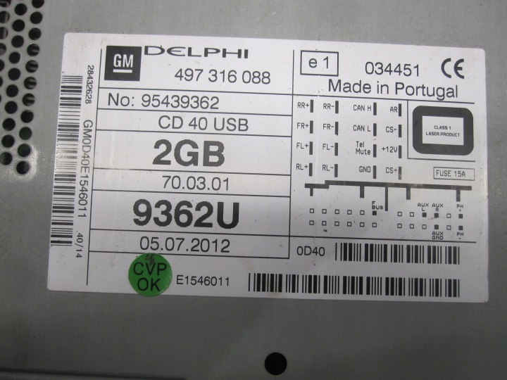 OPEL ANTARA 16R RADIO CD 497316088 95439362
