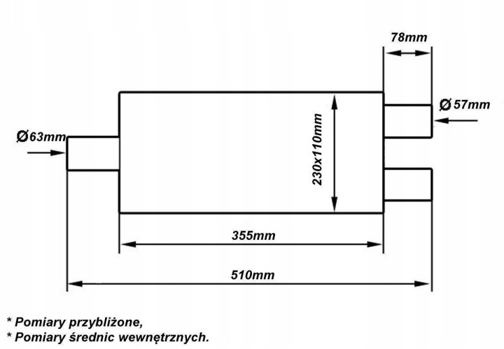 SILENCIEUX CENTRAL 63,5-57MM TURBOWORKS LT 304SS 355MM
