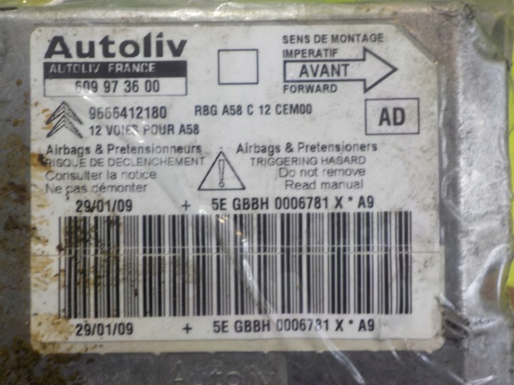 CITROEN C3 PICASSO 1.4 VTI 09R 5D MODULE CAPTEUR AIRBAG 9666412180