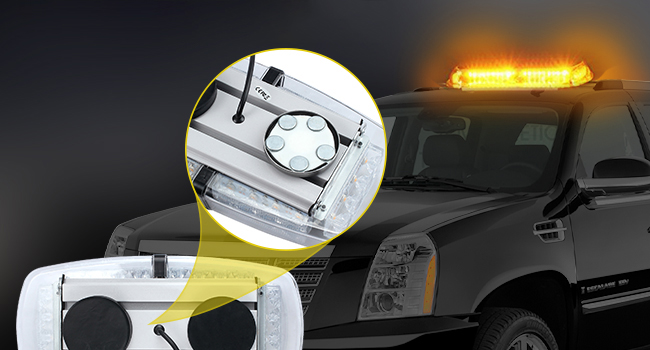 PHARE AVERTISSEMENT BARRE LED 12V/24V 24LED SUR AIMANT