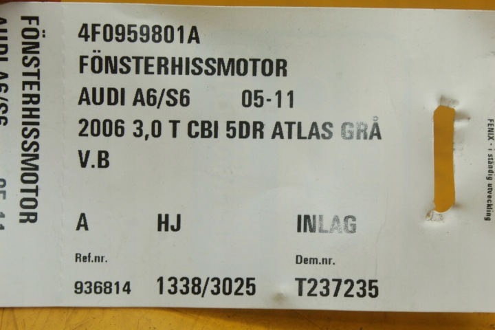 PETIT MOTEUR CONTRÔLEUR VITRES GAUCHE ARRIÈRE AUDI A6 C6 4F0959801A