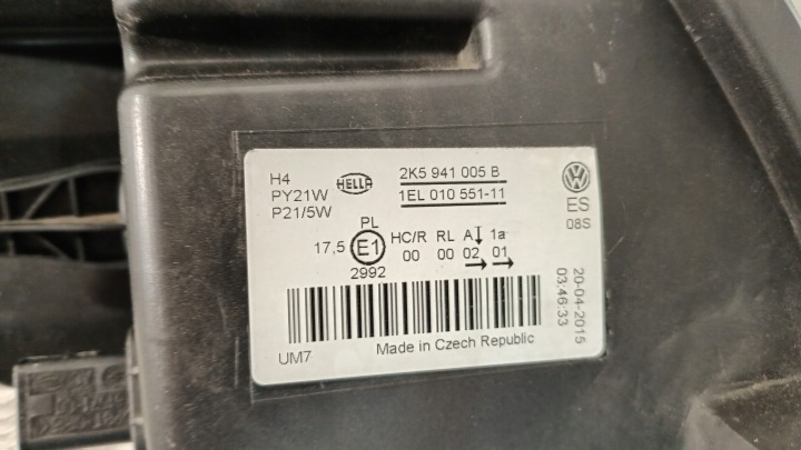 PHARE AVANT VW CADDY 2K5 10-15 2K5941005B ORIGINAL HELLA EUROPE GAUCHE