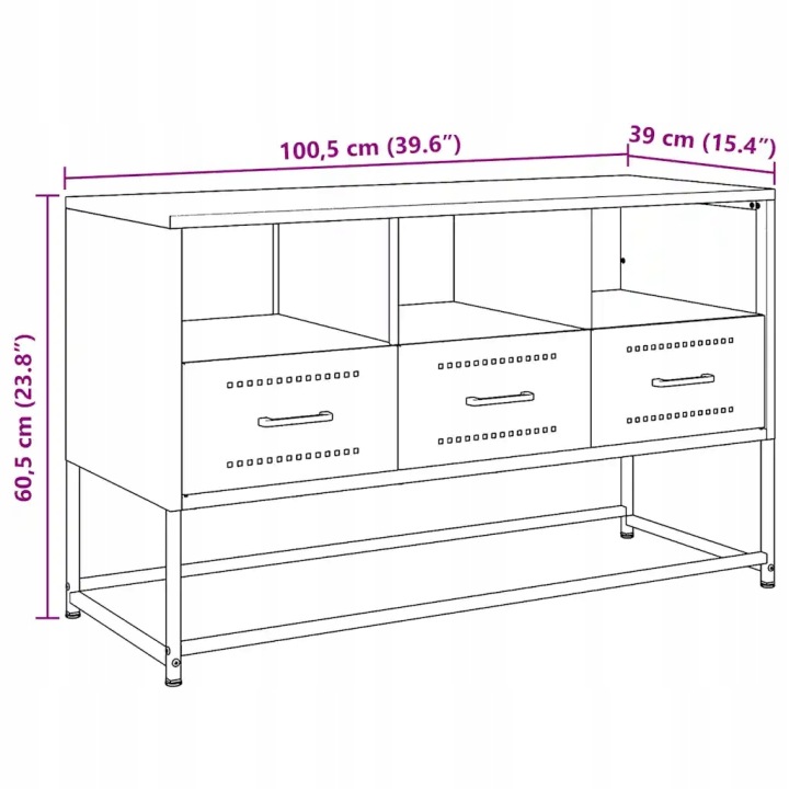 VIDAXL CASIER SOUS TELEWIZOR, NOIRE 100,5X39X60,5 CM, ACIER