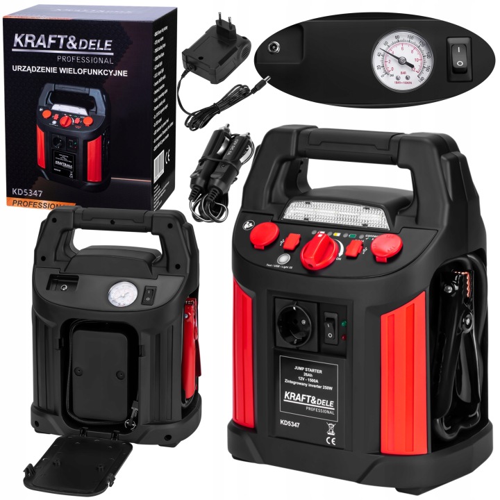 JUMP-STARTER DÉMARRAGE DÉMARREUR 1200/700A 26AH 12V INWERTER ÉCLAIRAGE