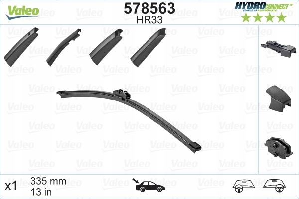 LIMPIAPARABRISAS ESCOBILLAS 335MM HR33 HYDROCONNECT PARTE TRASERA VAL578563 