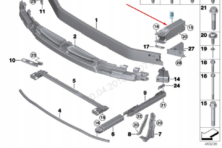 BMW X1 F48 AVANT PARE-CHOCS GAUCHE ÉLÉMENT DEFORMACJI 51117406385 ORIGINAL