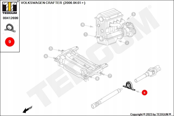 TED-GUM SUPPORT ARBRE VW CRAFTER 2,5 TDI 06-13