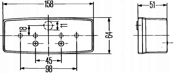 PHARE ARRIÈRE COMBINÉ 12/24V PROSTOKATNA PRZYKRECANA, DROITE HELLA