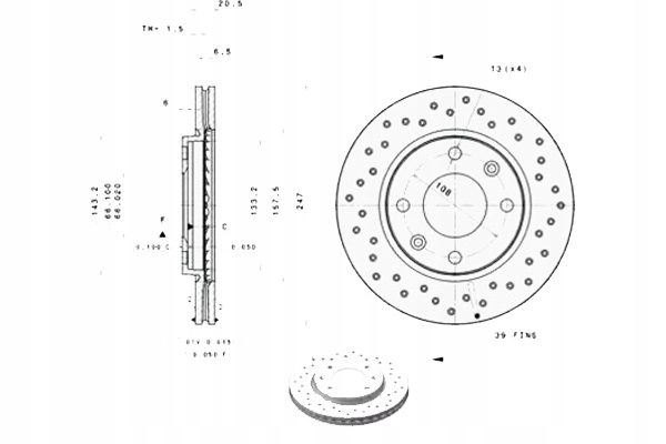 BREMBO 09.5196.1X DISQUE DE FREIN
