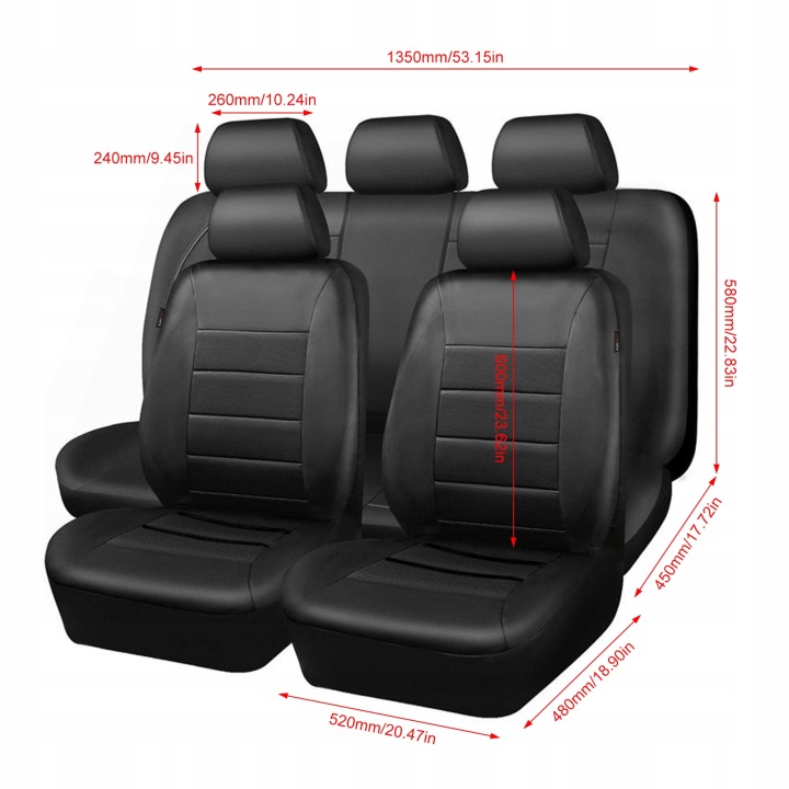 COUVERCLES UNIWERSALNYCH SIÈGES AUTOMOBILES 9PC PU CUIR AVANT GM
