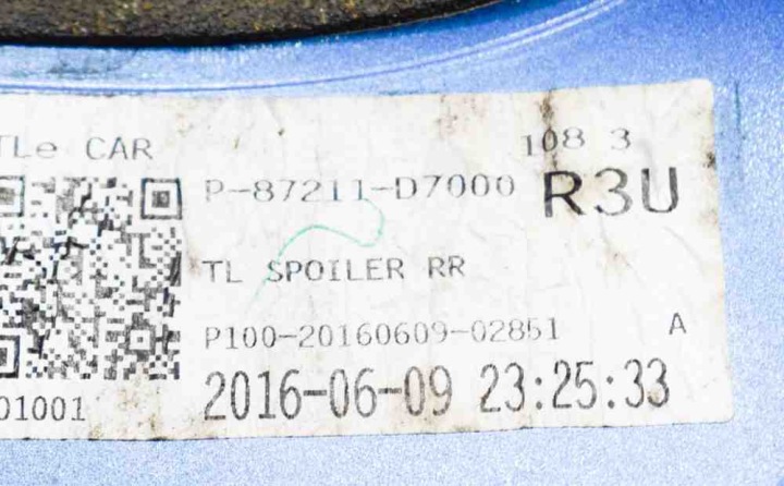 SPOILER COUVERCLES DE COFFRE COUVERCLES DE COFFRE HYUNDAI TUCSON (TL, TLE) 87211D7000 1.6L GASOLINE