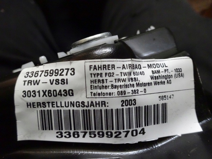 BMW X5 I E53 04R AIRBAG COUSSIN CONDUCTEUR 3367599273 33675992704