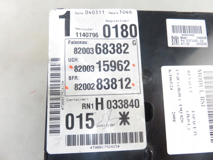 FUSIBLE RENAULT ESPACE IV 1.9 DCI 8200315962
