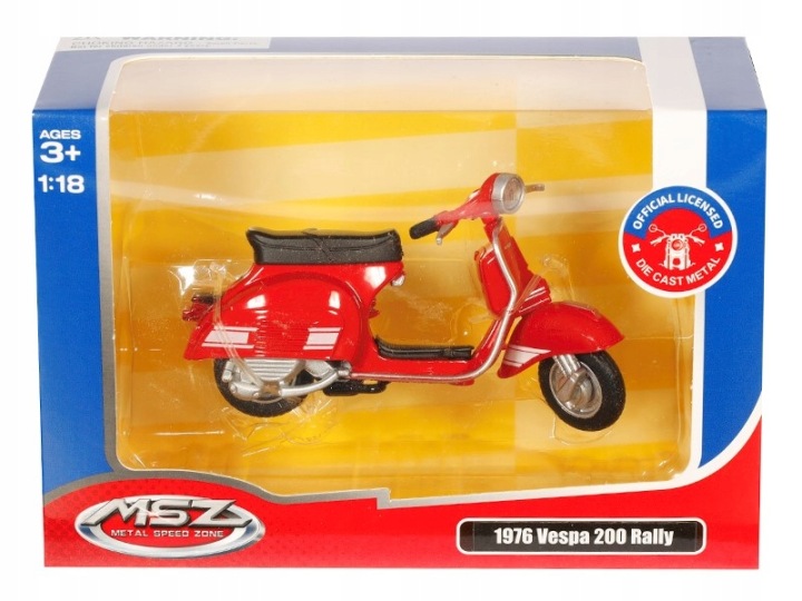 MODÈLE 1:18 VESPA 200 RALLY 1976, ROUGE MODÈLE KOLEKCJONERSKI MÉTALLIQUE
