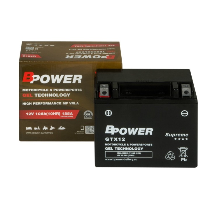 BATTERIE ZELOWY BPOWER GEL GTX12 10AH 185A YTX12